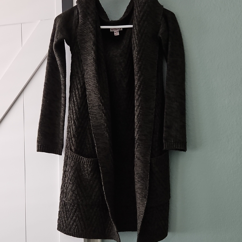 Merona Green And Black Long Cardigan